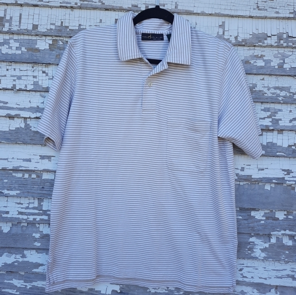 🌟 Peru Unlimited Striped Polo shirt size medium